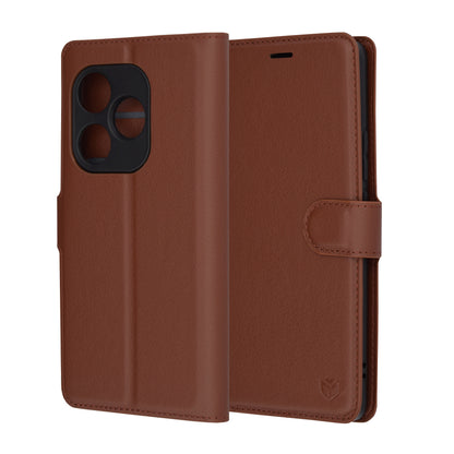 Hülle für Realme GT 6T / GT 6, Techsuit, Leder-Folio, Braun