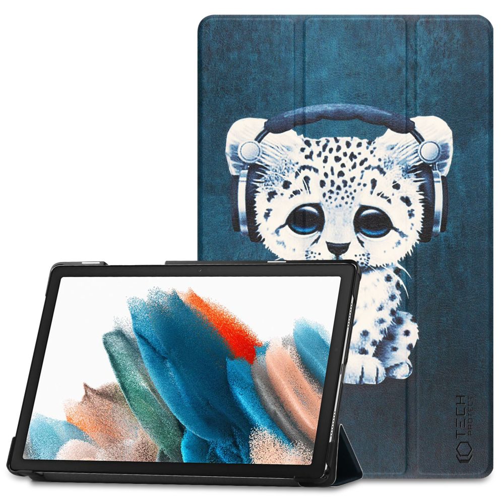 Hülle für Samsung Galaxy Tab A8 10.5 (2021), Tech-Protect, SmartCase Sad Cat, Mehrfarbig