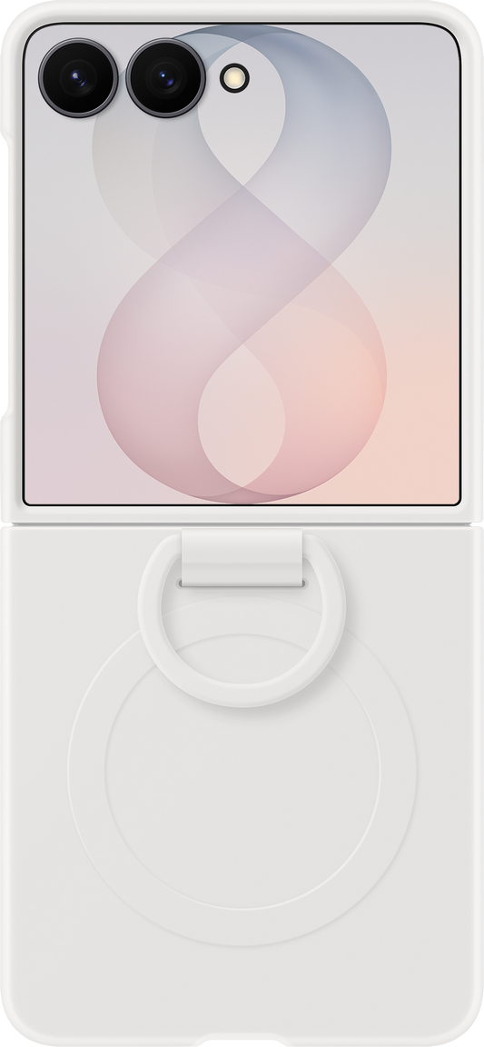 Hülle für Samsung Galaxy Z Flip8 F776, Silicone Ring Magnet, Weiß EF-EF776CWEGWW