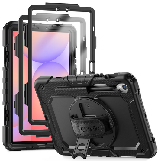 Hülle für Samsung Galaxy Tab S10 Lite / Tab S10 FE / Tab S9 FE / Tab S9, Tech-Protect, Solid360, Schwarz