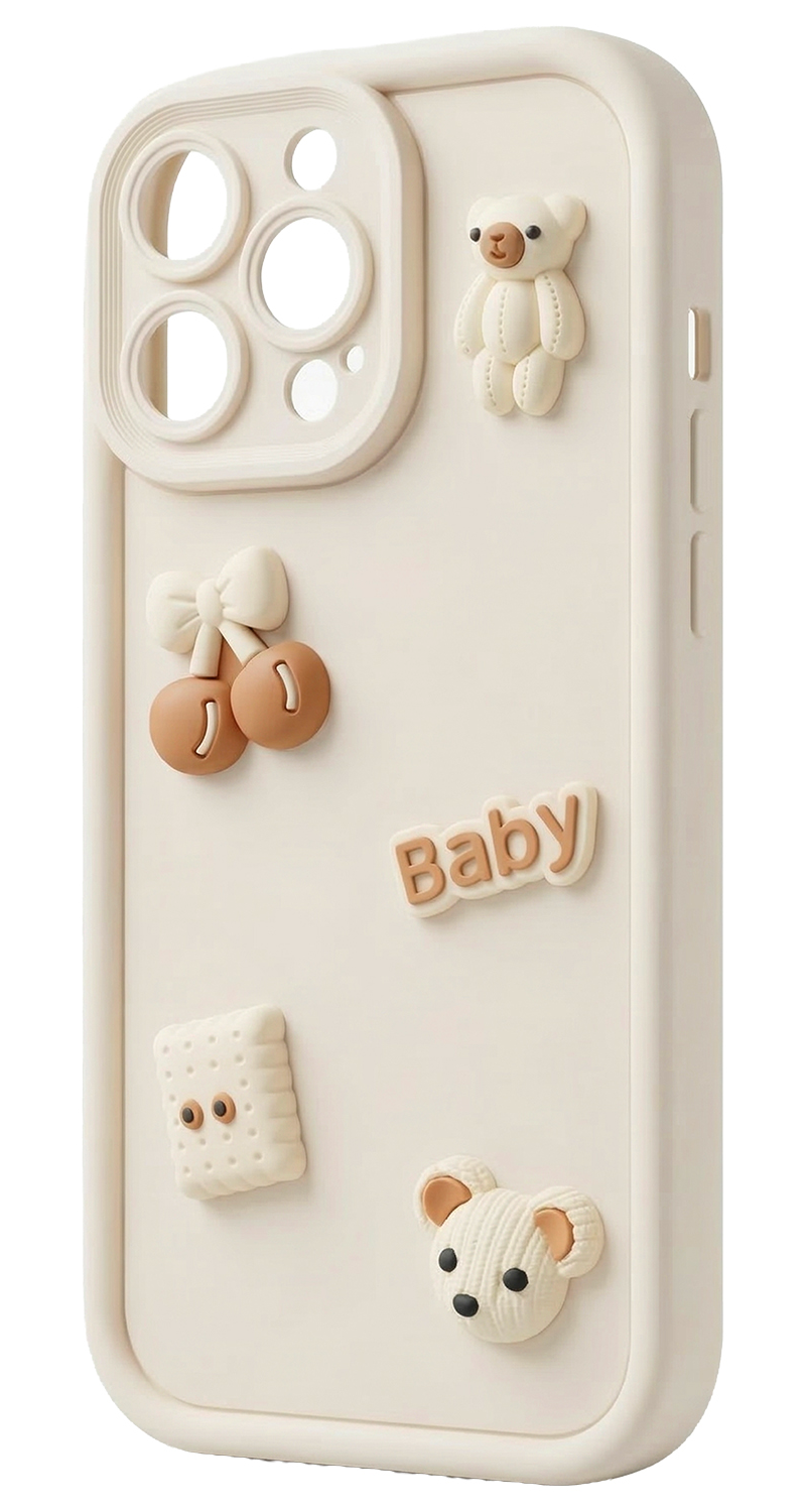 Hülle für Samsung Galaxy S25 Ultra S938, OEM, Ultra Trendy 3D Bear, Beige