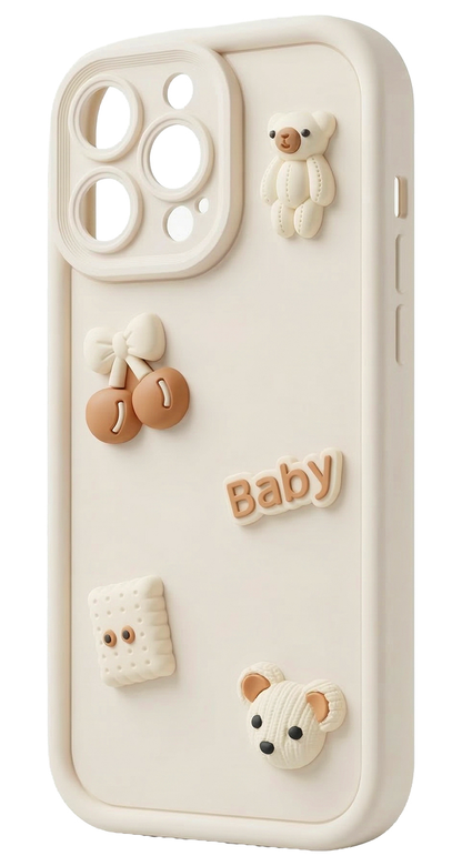 Hülle für Samsung Galaxy S25 Ultra S938, OEM, Ultra Trendy 3D Bear, Beige