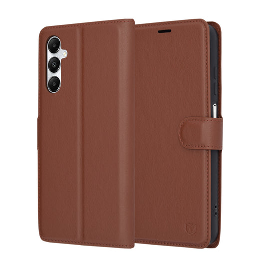 Hülle für Samsung Galaxy A05s A057, Techsuit, Leder-Folio, Braun