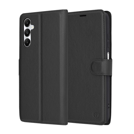 Hülle für Samsung Galaxy A05s A057, Techsuit, Leder-Folio, Schwarz