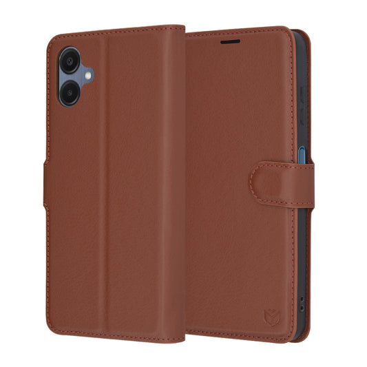 Hülle für Samsung Galaxy A06 A065, Techsuit, Leder-Folio, Braun