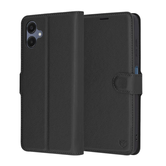 Hülle für Samsung Galaxy A06 A065, Techsuit, Leder-Folio, Schwarz