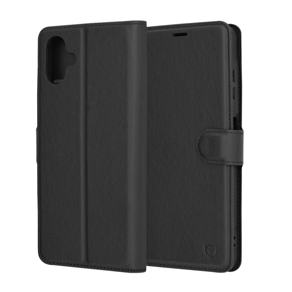 Hülle für Samsung Galaxy A06 A065, Techsuit, Leder-Folio, Schwarz