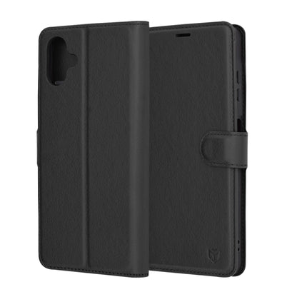 Hülle für Samsung Galaxy A06 A065, Techsuit, Leder-Folio, Schwarz
