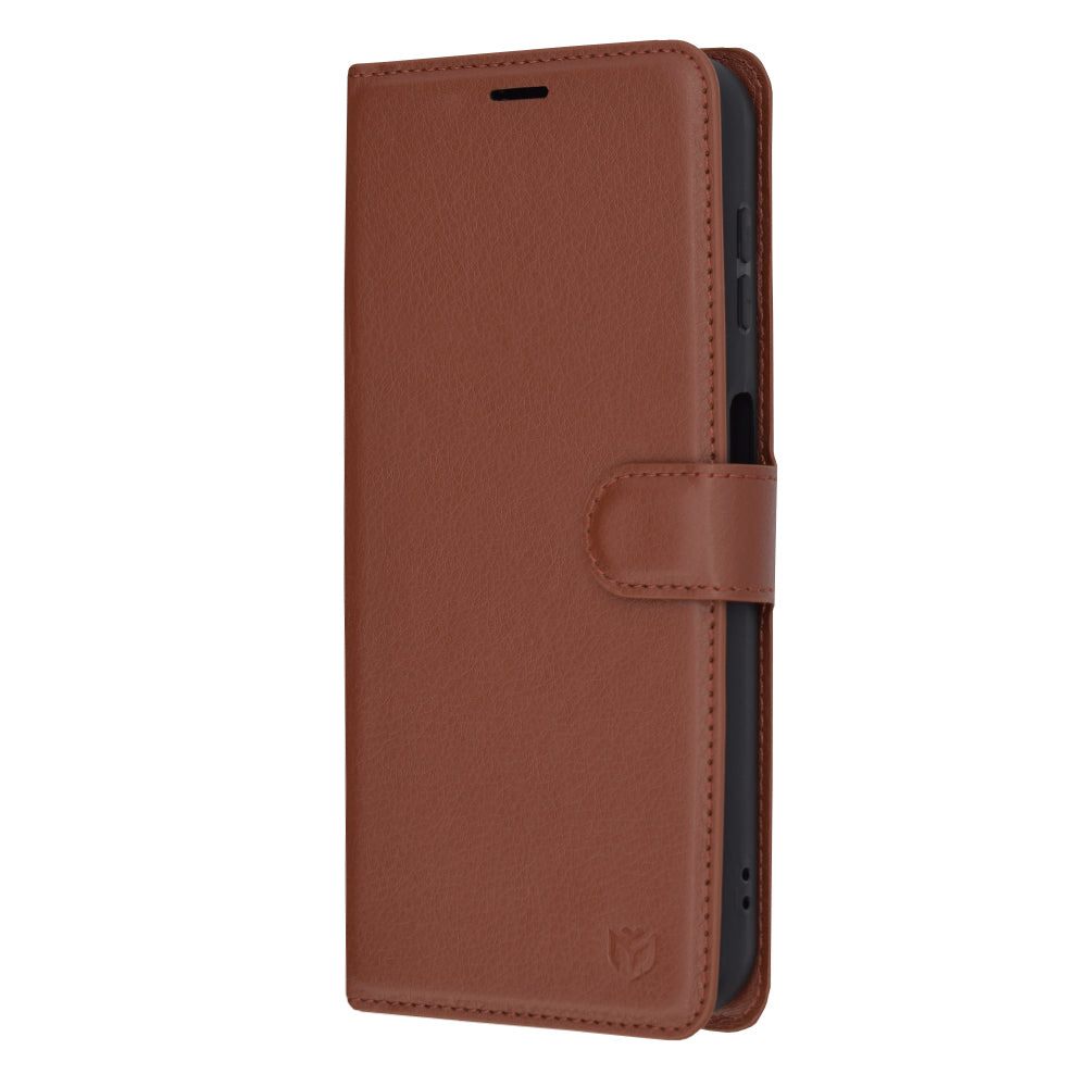 Hülle für Samsung Galaxy A14 A145 / A14 5G A146, Techsuit, Leder-Folio, Braun
