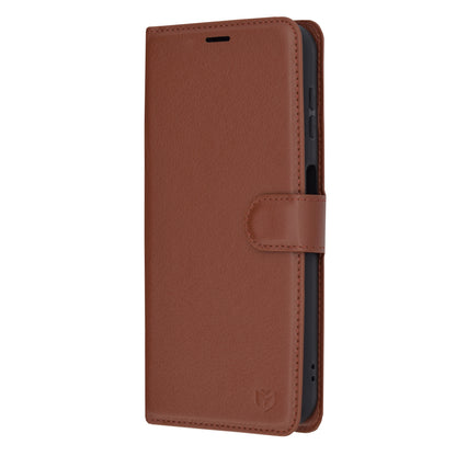 Hülle für Samsung Galaxy A14 A145 / A14 5G A146, Techsuit, Leder-Folio, Braun