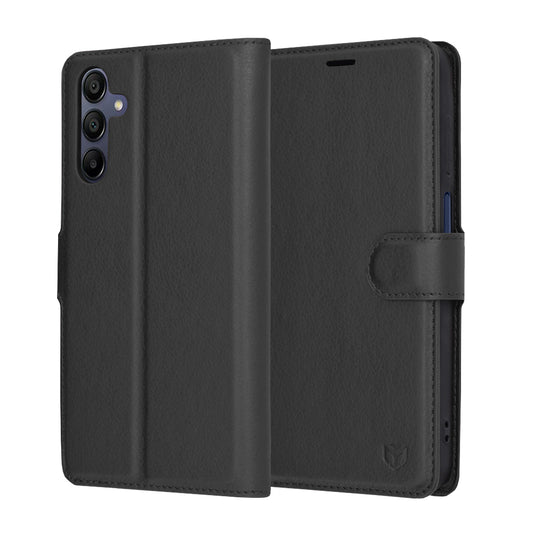 Hülle für Samsung Galaxy A15 5G A156 / A15 A155, Techsuit, Leder-Folio, Schwarz