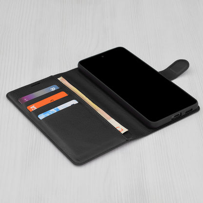 Hülle für Samsung Galaxy A16 5G A166 / A16 4G A165, Techsuit, Leder-Folio, Schwarz