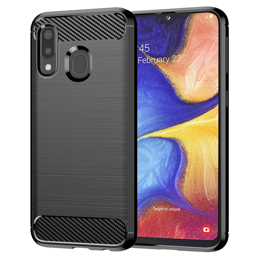 Hülle für Samsung Galaxy A20e A202, Techsuit, Carbon, Schwarz