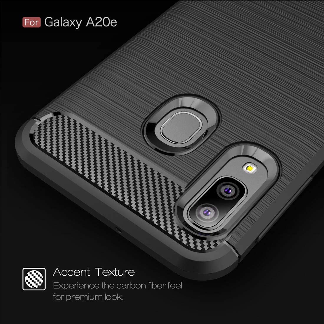 Hülle für Samsung Galaxy A20e A202, Techsuit, Carbon, Schwarz