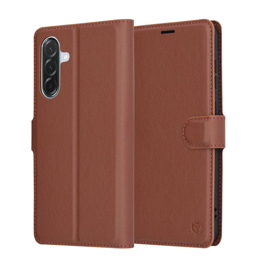 Hülle für Samsung Galaxy A36 A366, Techsuit, Leder-Folio, Braun