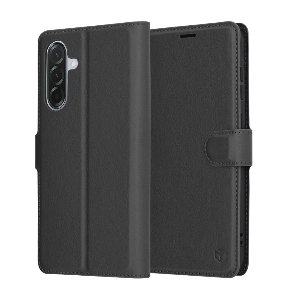 Hülle für Samsung Galaxy A36 A366, Techsuit, Leder-Folio, Schwarz