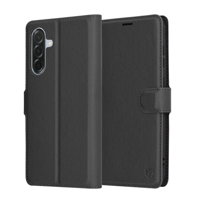 Hülle für Samsung Galaxy A36 A366, Techsuit, Leder-Folio, Schwarz