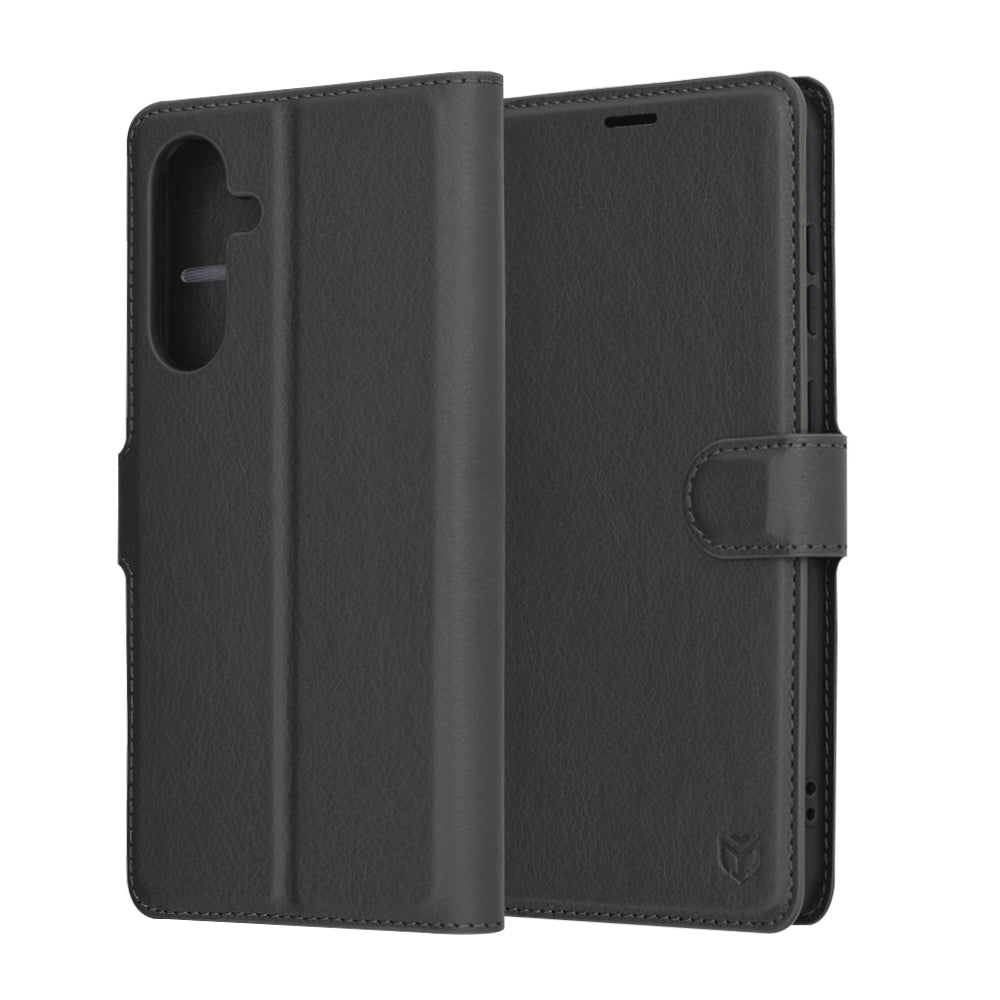 Hülle für Samsung Galaxy A36 A366, Techsuit, Leder-Folio, Schwarz