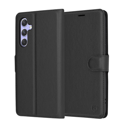 Hülle für Samsung Galaxy A54 A546, Techsuit, Leder-Folio, Schwarz