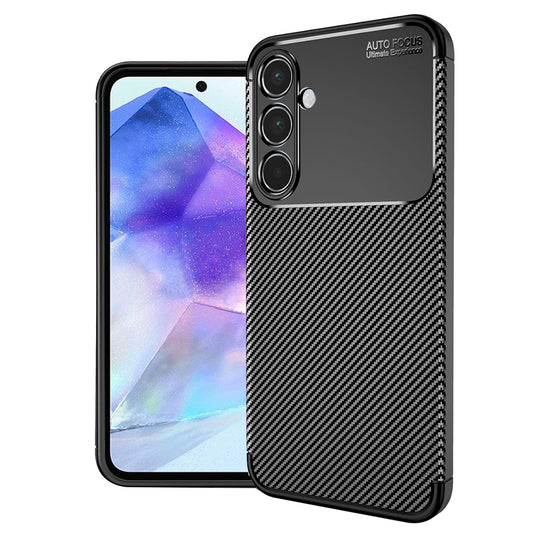 Hülle für Samsung Galaxy A55 5G A556, Techsuit, CarbonFiber, Schwarz
