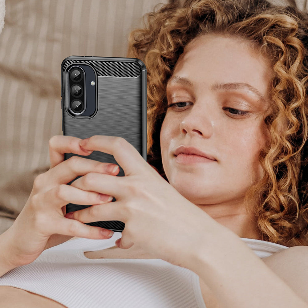 Hülle für Samsung Galaxy A56 A566, Techsuit, Carbon, Schwarz