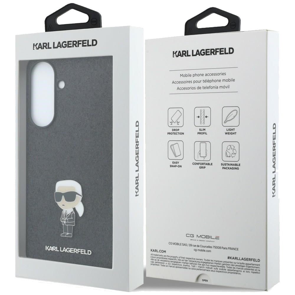 Hülle für Samsung Galaxy A57 5G, Karl Lagerfeld, Glitter Fixed Ikonik Karl, Schwarz