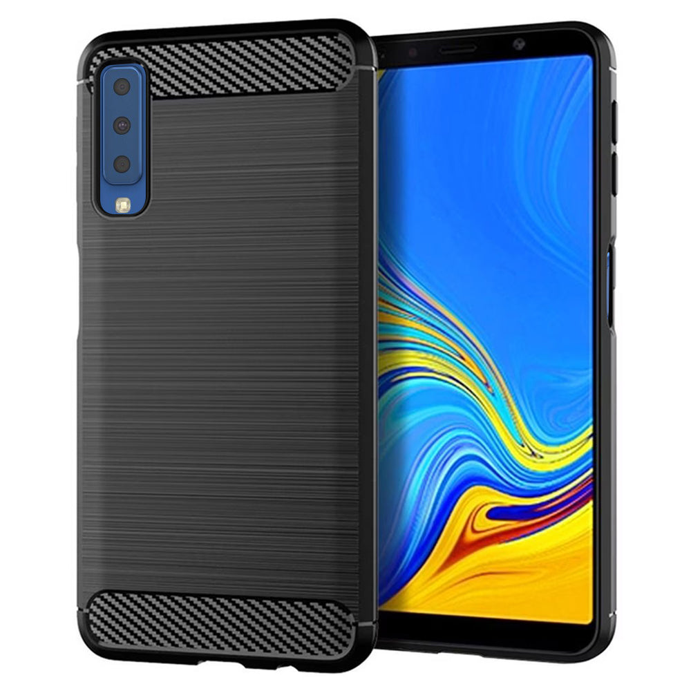Hülle für Samsung Galaxy A7 (2018) A750, Techsuit, Carbon, Schwarz