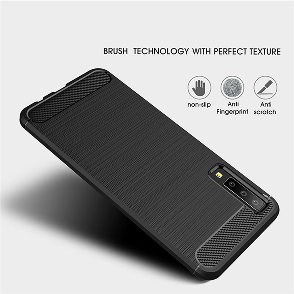 Hülle für Samsung Galaxy A7 (2018) A750, Techsuit, Carbon, Schwarz