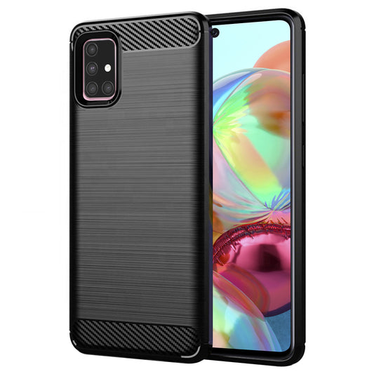 Hülle für Samsung Galaxy A71 A715, Techsuit, Carbon, Schwarz