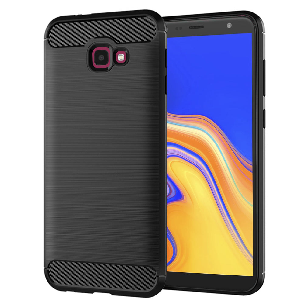 Hülle für Samsung Galaxy J4 Plus (2018) J415, Techsuit, Carbon, Schwarz