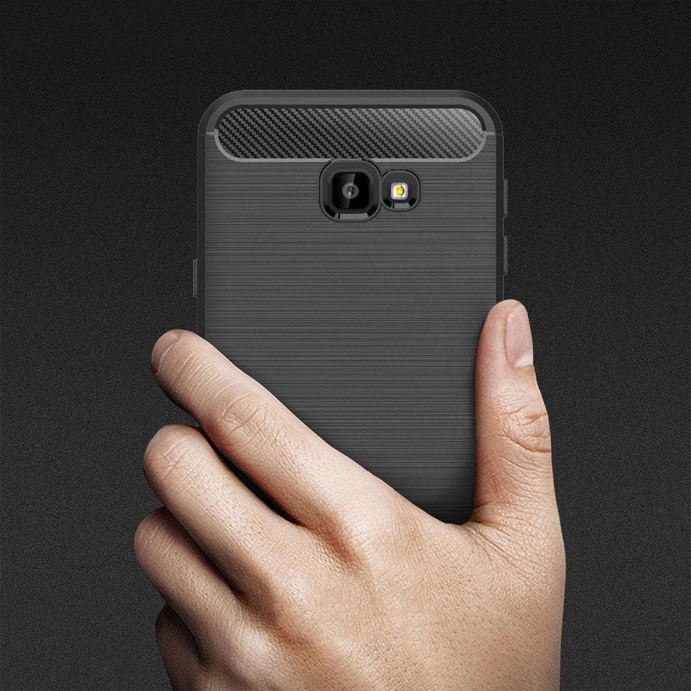 Hülle für Samsung Galaxy J4 Plus (2018) J415, Techsuit, Carbon, Schwarz