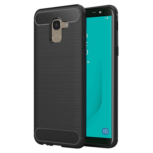 Hülle für Samsung Galaxy J6 J600, Techsuit, Carbon, Schwarz