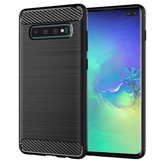 Hülle für Samsung Galaxy S10+ G975, Techsuit, Carbon, Schwarz