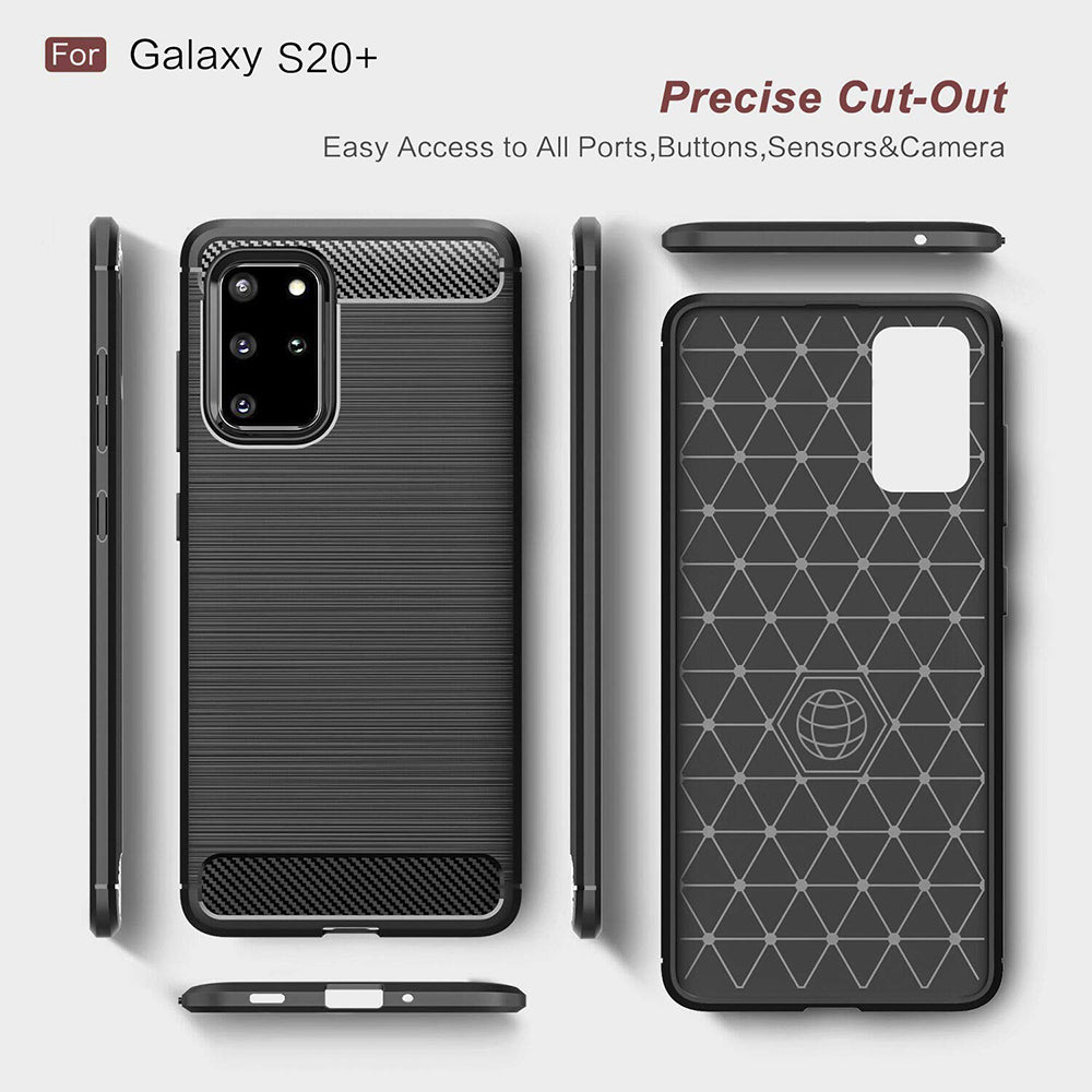 Hülle für Samsung Galaxy S20+ 5G G986 / S20+ G985, Techsuit, Carbon, Schwarz