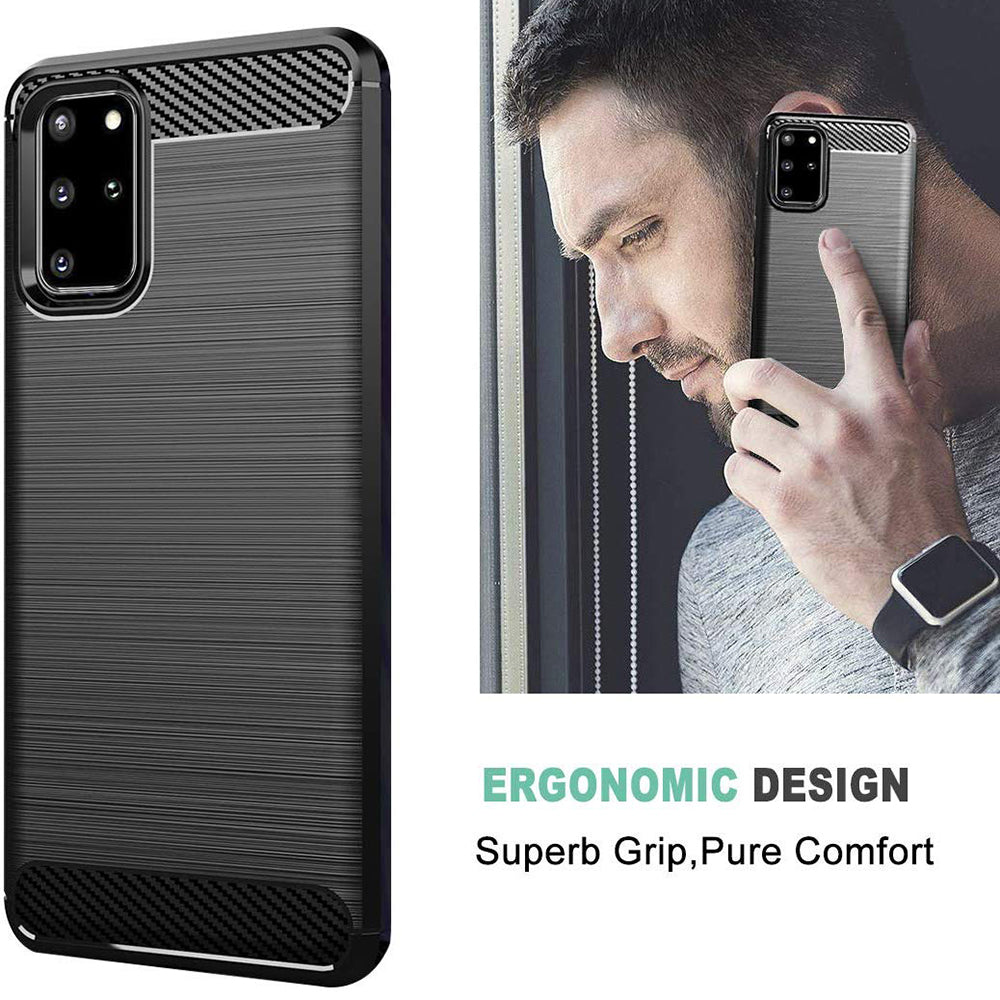 Hülle für Samsung Galaxy S20+ 5G G986 / S20+ G985, Techsuit, Carbon, Schwarz