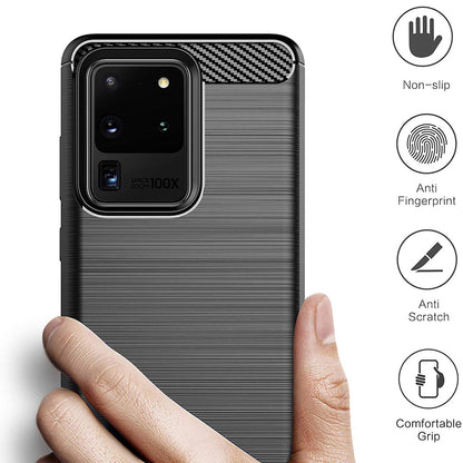 Hülle für Samsung Galaxy S20 Ultra 5G G988 / S20 Ultra G988, Techsuit, Carbon, Schwarz