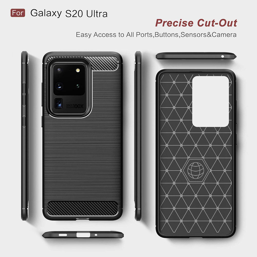 Hülle für Samsung Galaxy S20 Ultra 5G G988 / S20 Ultra G988, Techsuit, Carbon, Schwarz