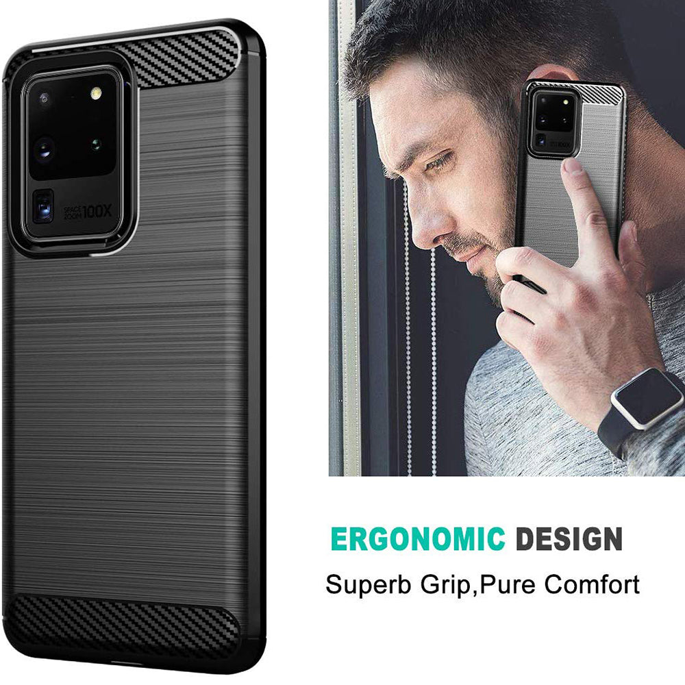 Hülle für Samsung Galaxy S20 Ultra 5G G988 / S20 Ultra G988, Techsuit, Carbon, Schwarz