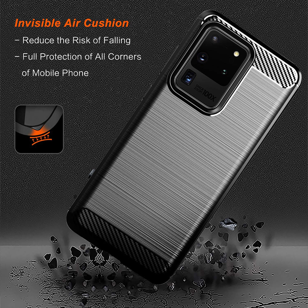 Hülle für Samsung Galaxy S20 Ultra 5G G988 / S20 Ultra G988, Techsuit, Carbon, Schwarz