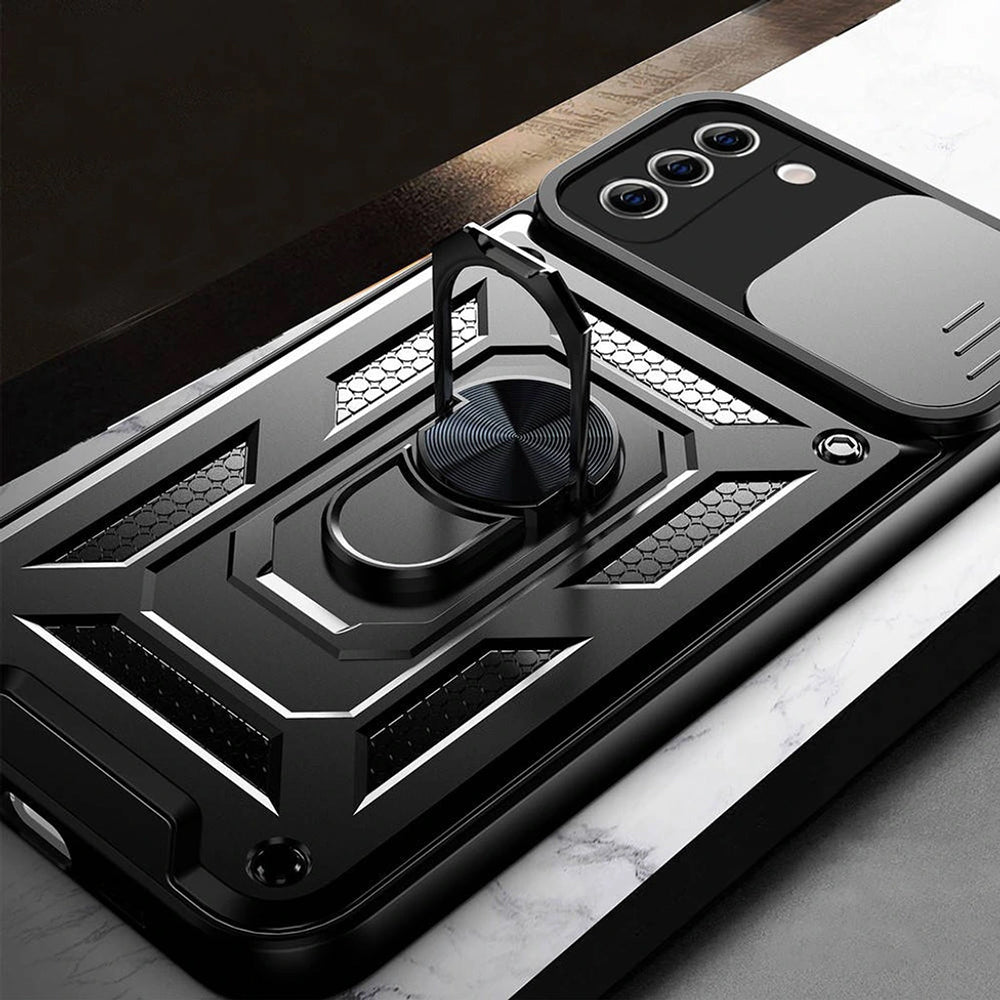 Hülle für Samsung Galaxy S21 FE 5G G990, Techsuit, CamShield, Schwarz