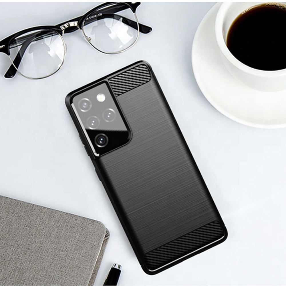 Hülle für Samsung Galaxy S21 Ultra 5G G998, Techsuit, Carbon, Schwarz