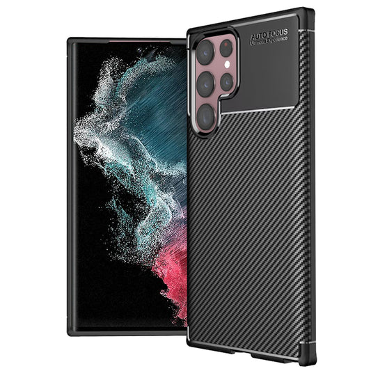 Hülle für Samsung Galaxy S22 Ultra 5G S908, Techsuit, CarbonFiber, Schwarz