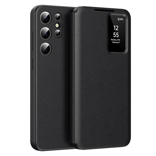 Hülle für Samsung Galaxy S22 Ultra 5G S908, Techsuit, SmartView, Schwarz