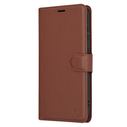 Hülle für Samsung Galaxy S23 FE S711, Techsuit, Leder-Folio, Braun