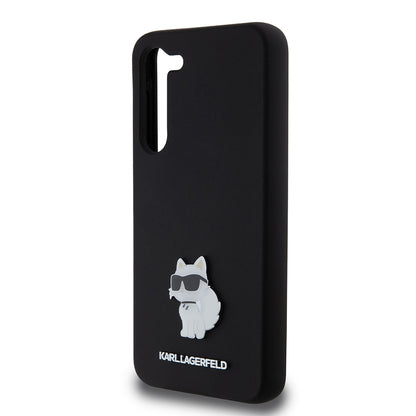 Hülle für Samsung Galaxy S23+ S916, Karl Lagerfeld, Silicone Choupette Metal, Schwarz
