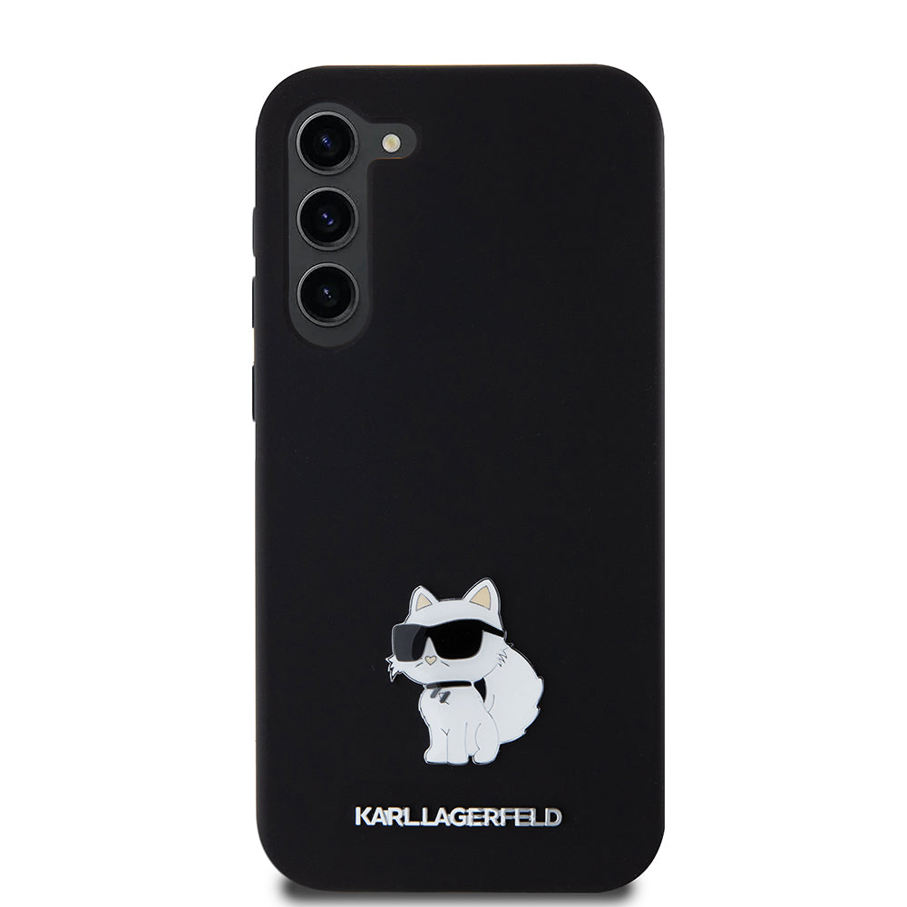 Hülle für Samsung Galaxy S23+ S916, Karl Lagerfeld, Silicone Choupette Metal, Schwarz