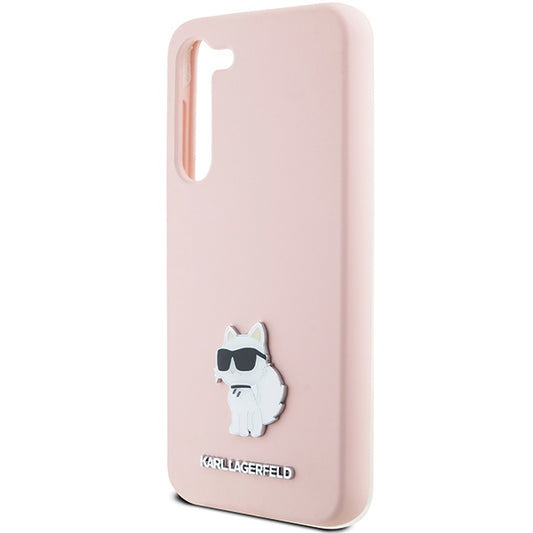Hülle für Samsung Galaxy S23+ S916, Karl Lagerfeld, Silicone Choupette Metal, Rosa