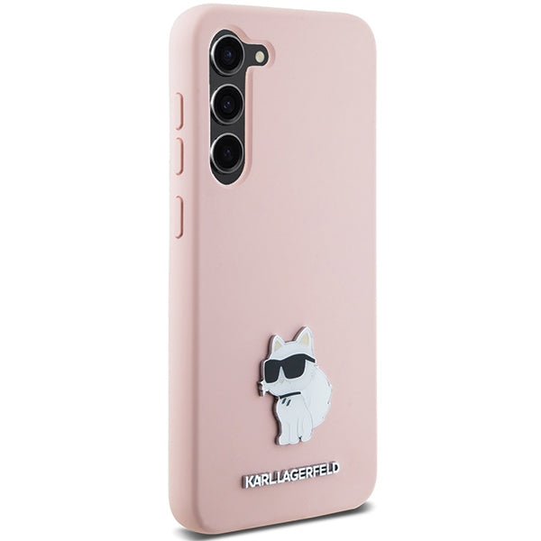 Hülle für Samsung Galaxy S23+ S916, Karl Lagerfeld, Silicone Choupette Metal, Rosa