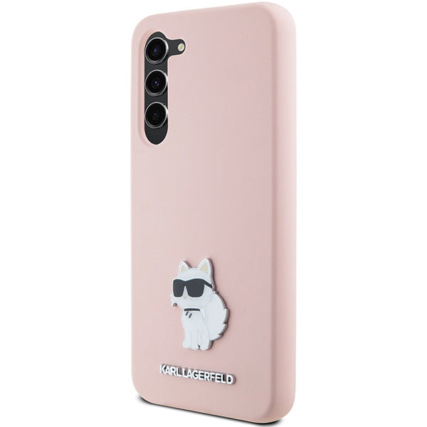 Hülle für Samsung Galaxy S23+ S916, Karl Lagerfeld, Silicone Choupette Metal, Rosa