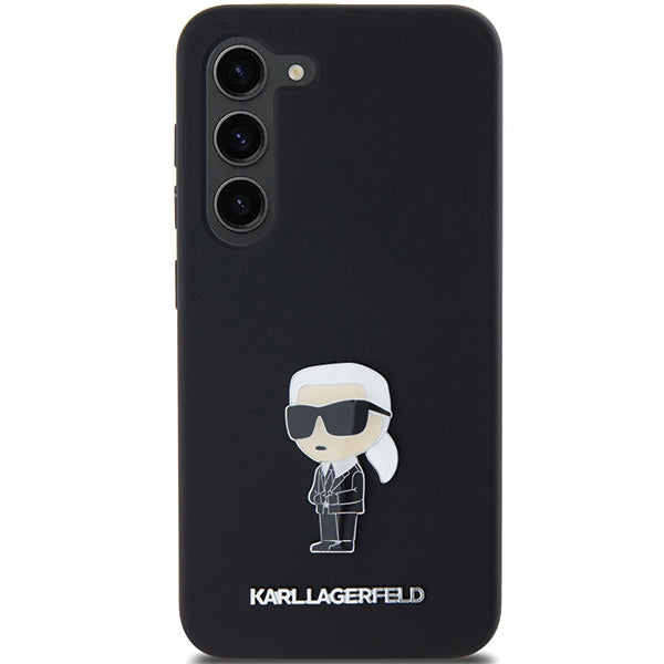Case for Samsung Galaxy S23+ S916, Karl Lagerfeld, Silicone Ikonik Karl Metal, Black